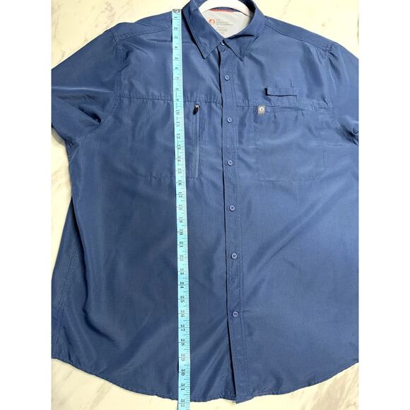 The American Outdoorsman Fishing Blue Button Up Mens Top Size XXL Short Sleeve - Picture 10 of 11
